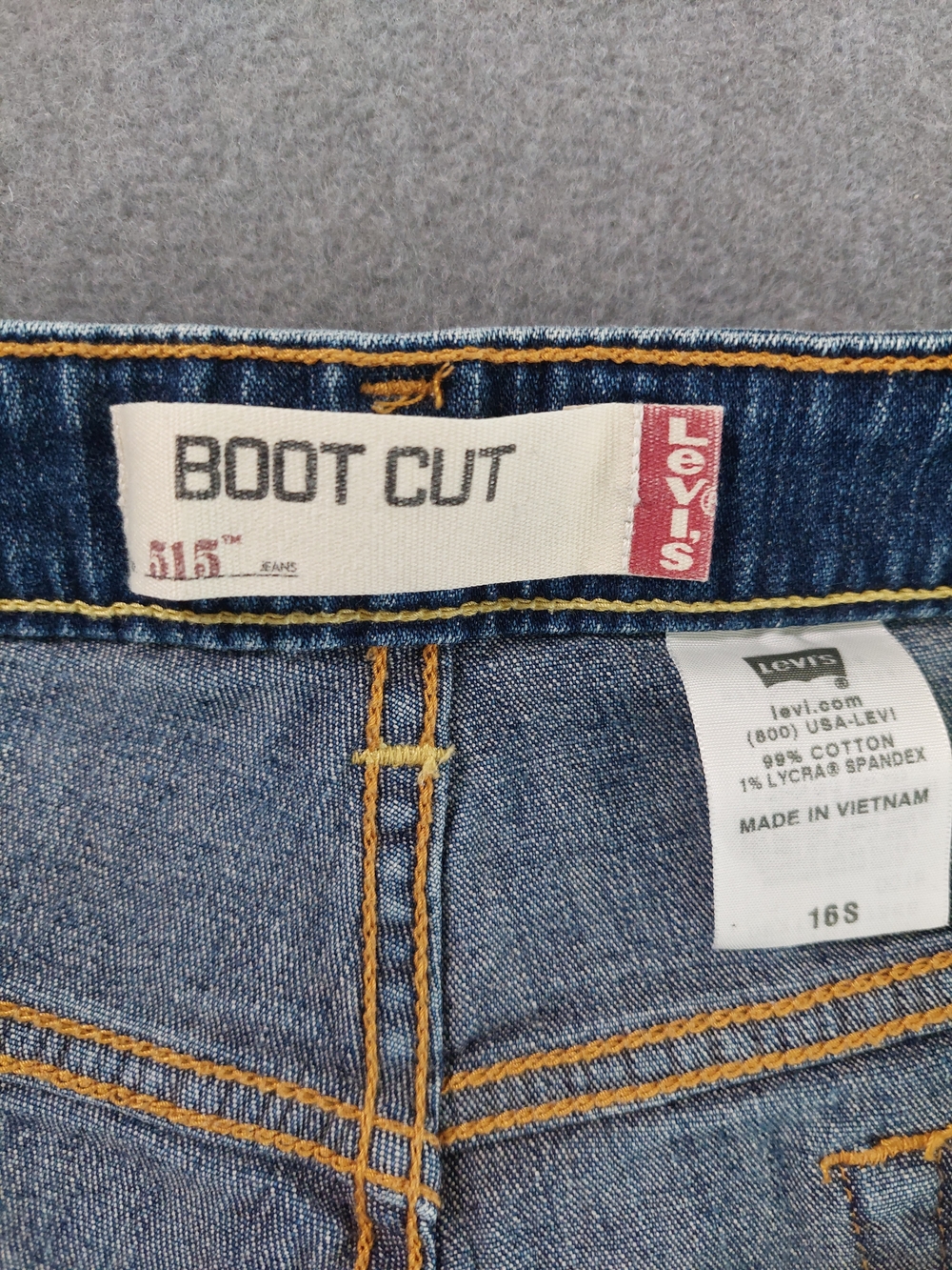 Levi's 515 Bootcut Jeans Blue Mid Rise Stretch Denim Size 16S - Picture 8 of 10